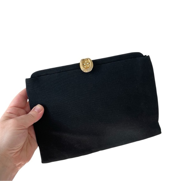 Vintage Handbags - Vintage Jeweled Black Clutch